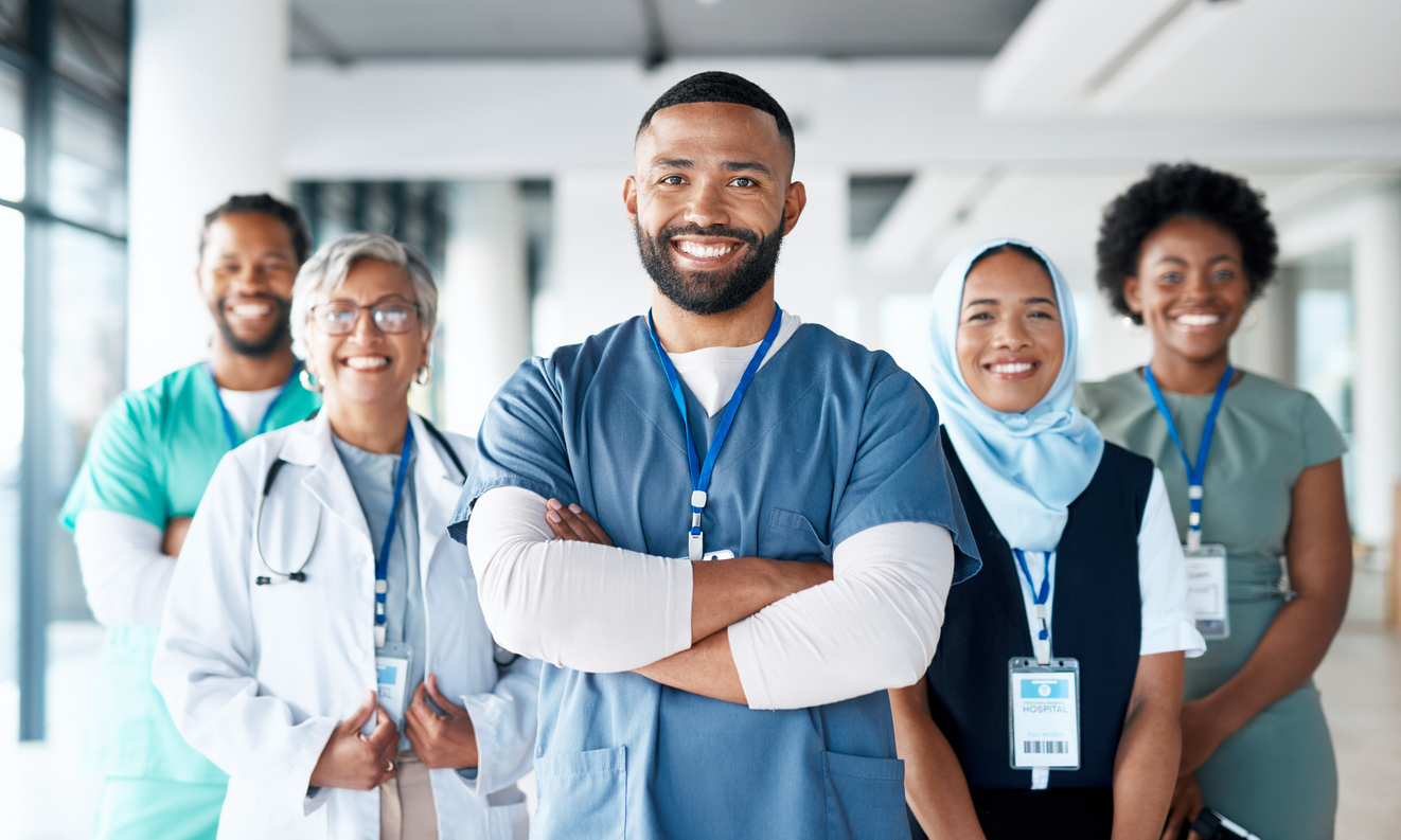 Clinical team wearing hospital badges